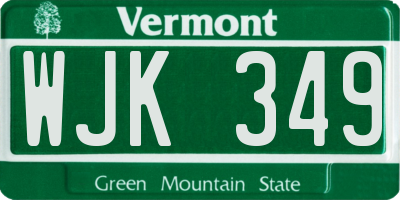 VT license plate WJK349