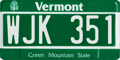 VT license plate WJK351
