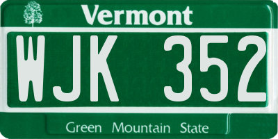 VT license plate WJK352