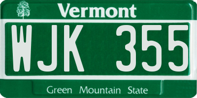 VT license plate WJK355