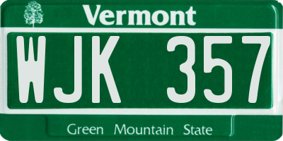 VT license plate WJK357