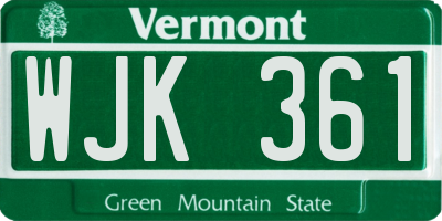 VT license plate WJK361