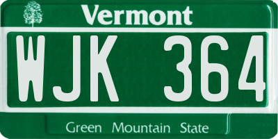 VT license plate WJK364
