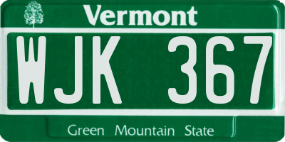 VT license plate WJK367