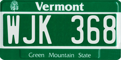 VT license plate WJK368