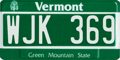 VT license plate WJK369
