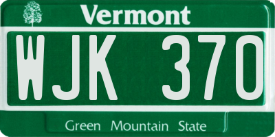 VT license plate WJK370