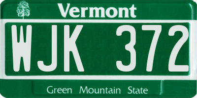 VT license plate WJK372