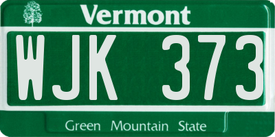 VT license plate WJK373