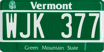 VT license plate WJK377