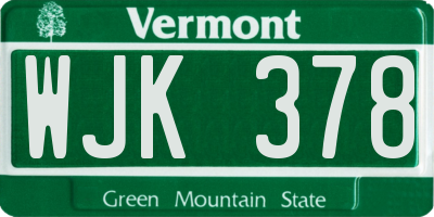 VT license plate WJK378