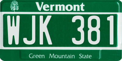 VT license plate WJK381