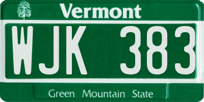 VT license plate WJK383