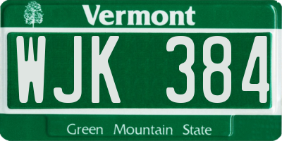 VT license plate WJK384