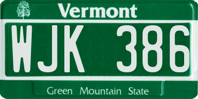 VT license plate WJK386