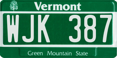 VT license plate WJK387