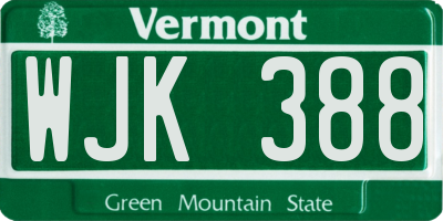 VT license plate WJK388