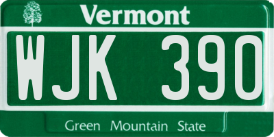 VT license plate WJK390