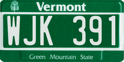 VT license plate WJK391