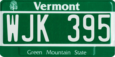 VT license plate WJK395