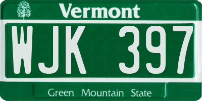 VT license plate WJK397