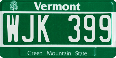 VT license plate WJK399