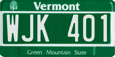 VT license plate WJK401
