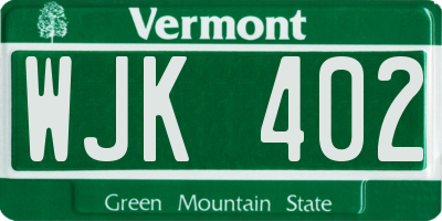 VT license plate WJK402