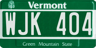 VT license plate WJK404