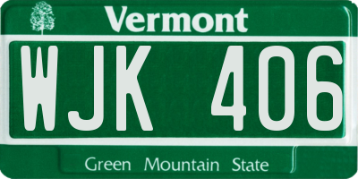 VT license plate WJK406