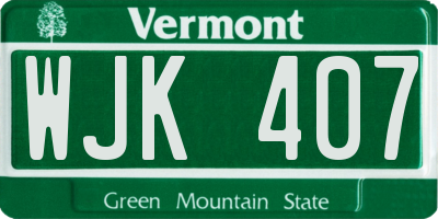 VT license plate WJK407