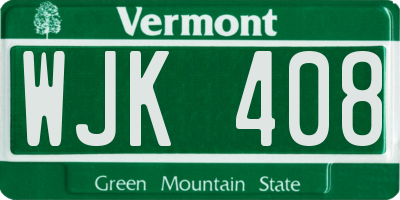 VT license plate WJK408