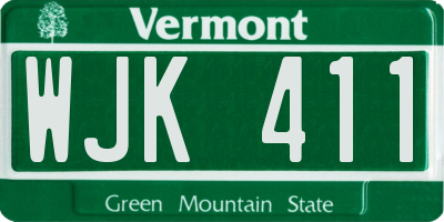 VT license plate WJK411