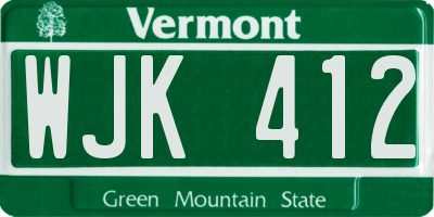 VT license plate WJK412