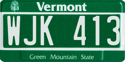 VT license plate WJK413