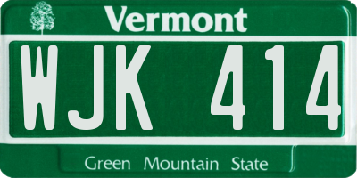 VT license plate WJK414