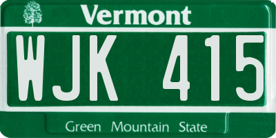 VT license plate WJK415