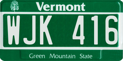 VT license plate WJK416