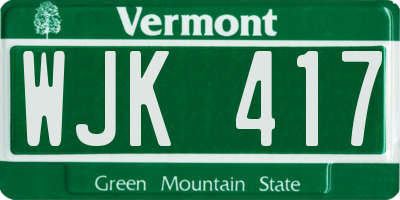 VT license plate WJK417