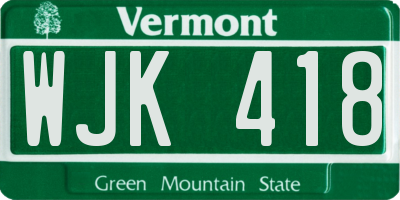 VT license plate WJK418