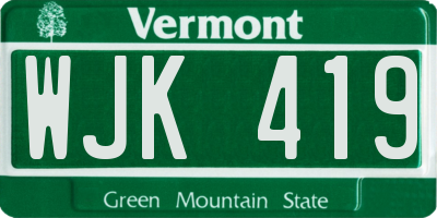 VT license plate WJK419