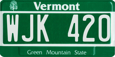 VT license plate WJK420