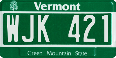 VT license plate WJK421