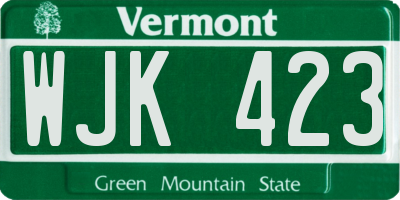 VT license plate WJK423