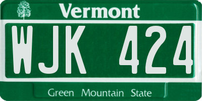 VT license plate WJK424