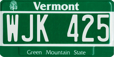 VT license plate WJK425