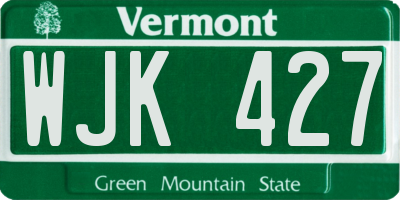 VT license plate WJK427