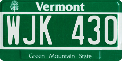 VT license plate WJK430