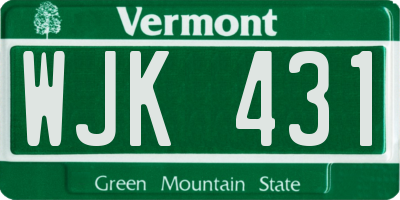 VT license plate WJK431