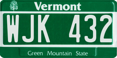 VT license plate WJK432